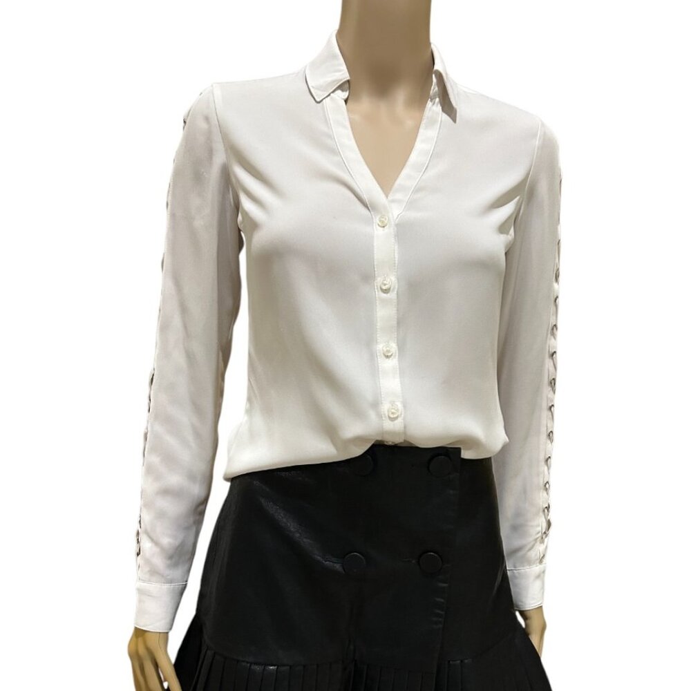 EXPRESS WOMEN'S LONG SLEEVE BUTTON DOWN PORTIFINO IVORY SHIRT XXS